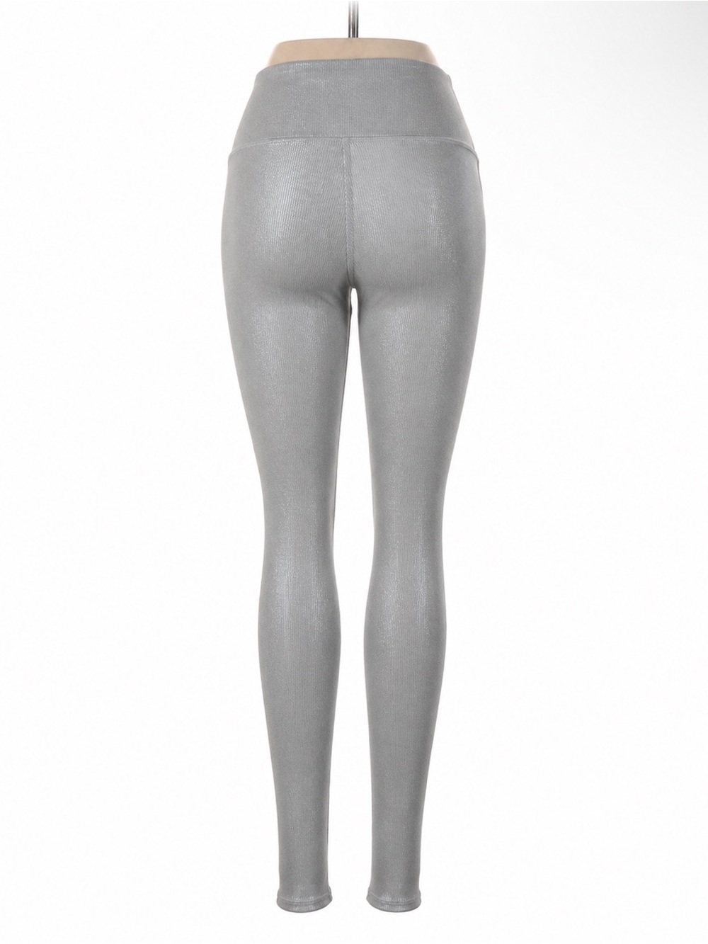 Super Rare⭐️ Alo Yoga Ribbed High-Waist Shimmer Leggings Silver Size Small